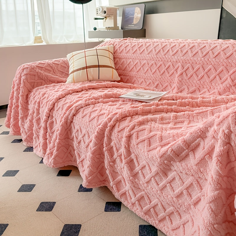 Housse de canapé épaisse en velours jacquard, mise en situation