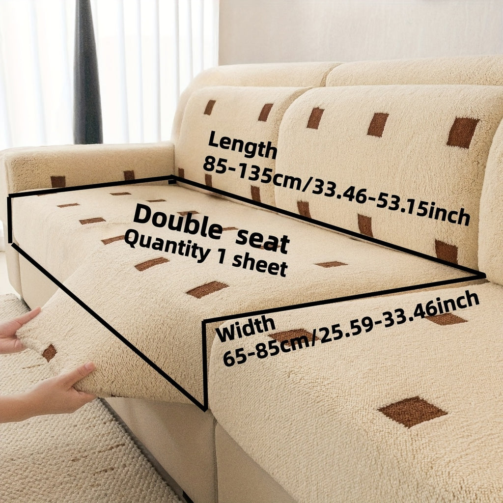 Housse de canapé extensible en velours à housses séparées au rendu glamour, vue de dos