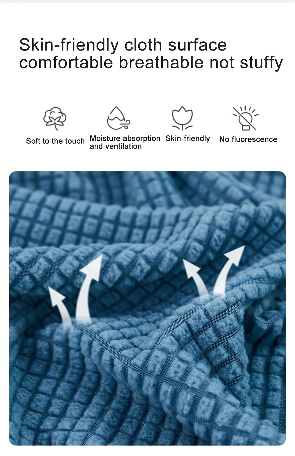 Housse de canapé épaisse extensible en polaire jacquard à housses séparées, vue d'ensemble