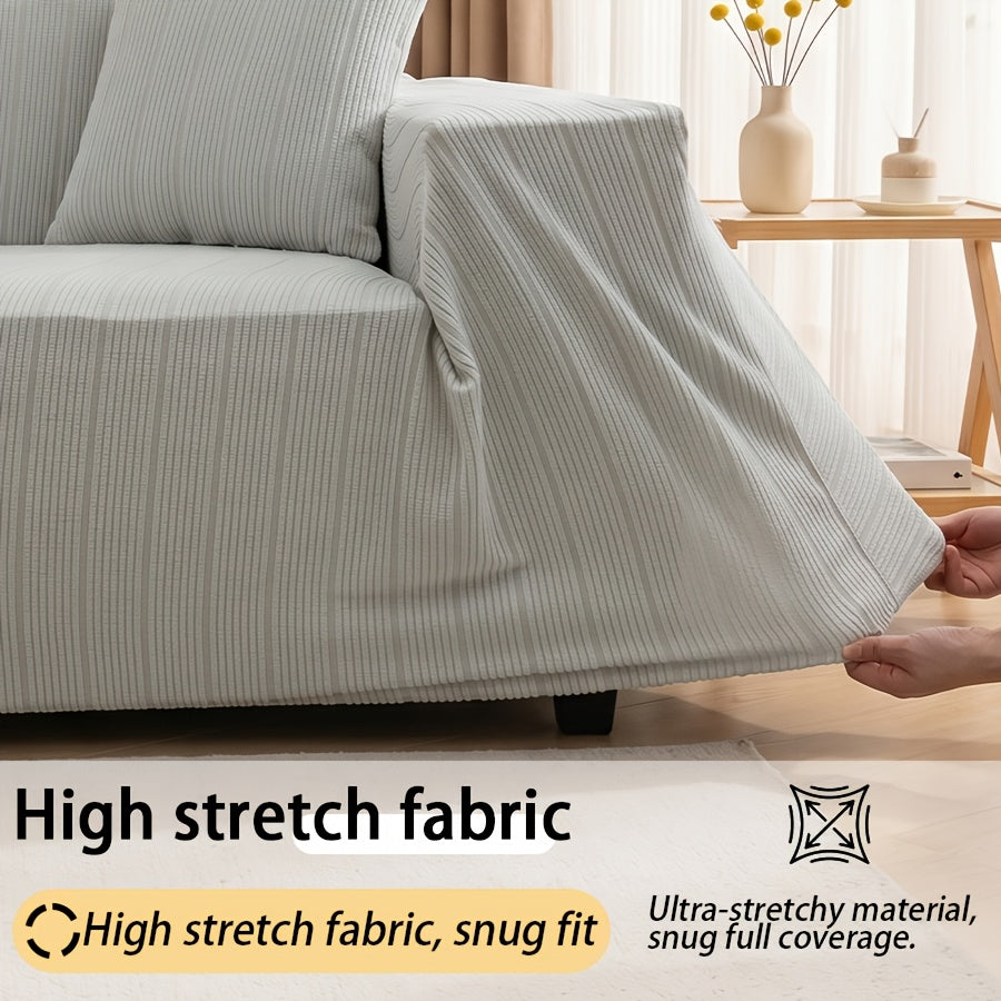 Housse de canapé extensible en polaire jacquard antidérapante, gros plan sur le tissu