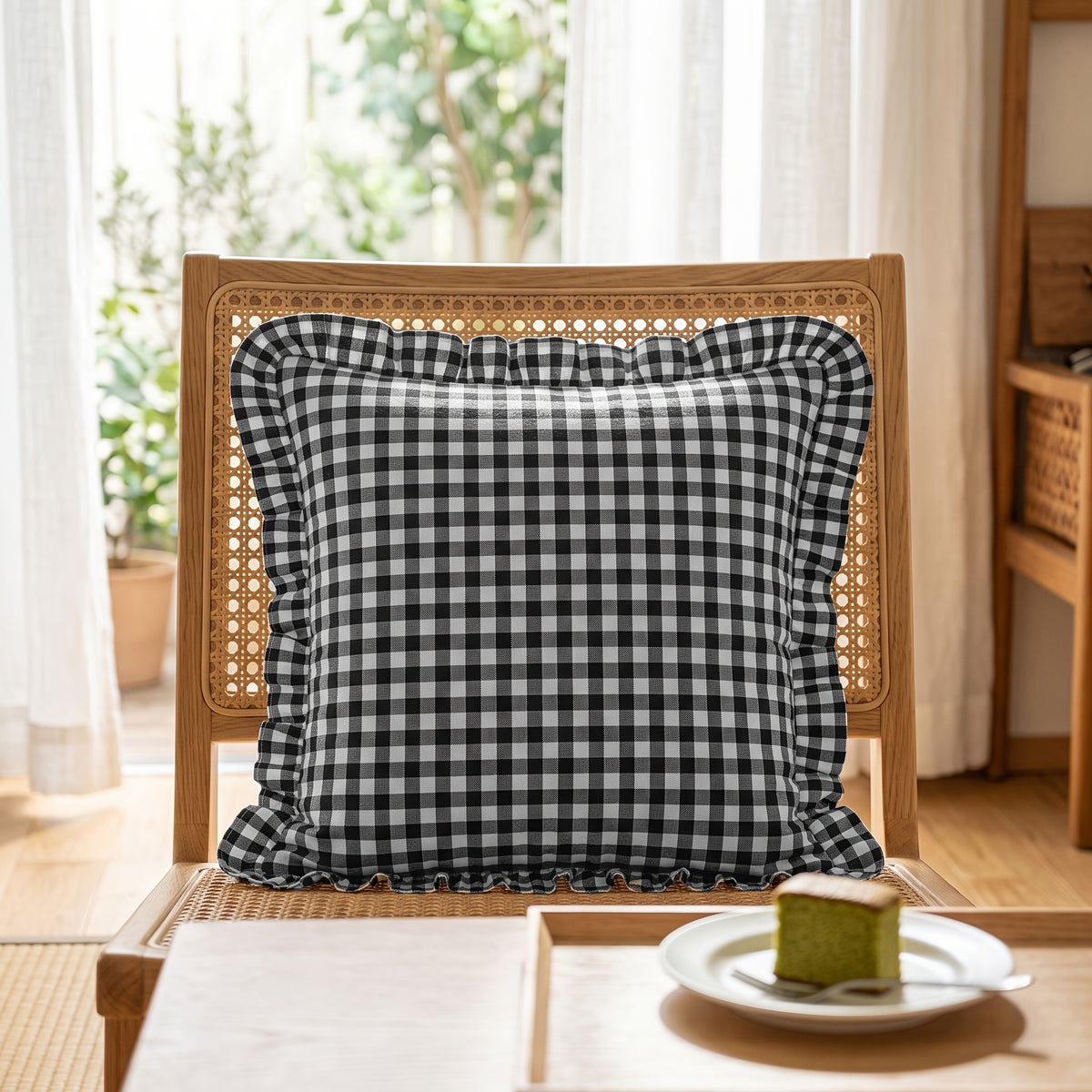 Housse de coussin en coton en fils teints, housse posée