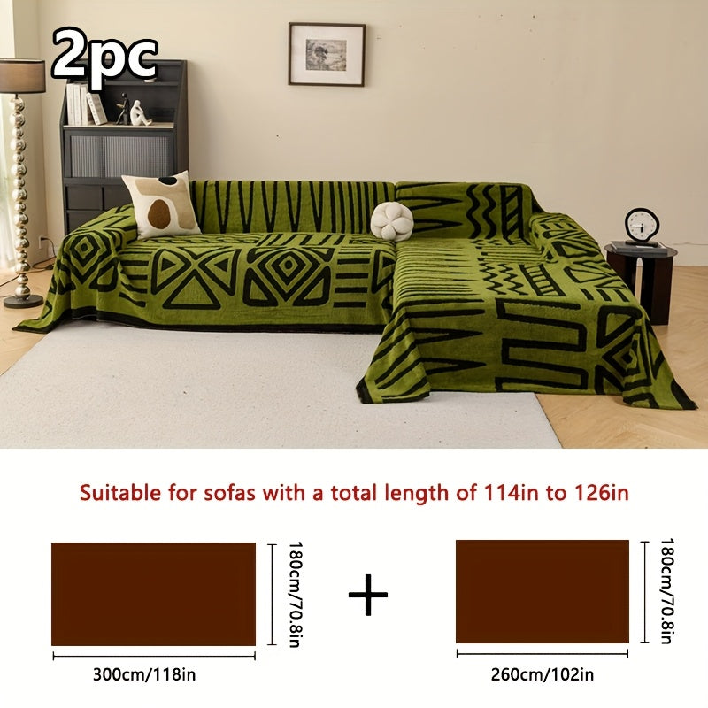 Housse de canapé en peluche antidérapante pour canapé d'angle, mise en situation