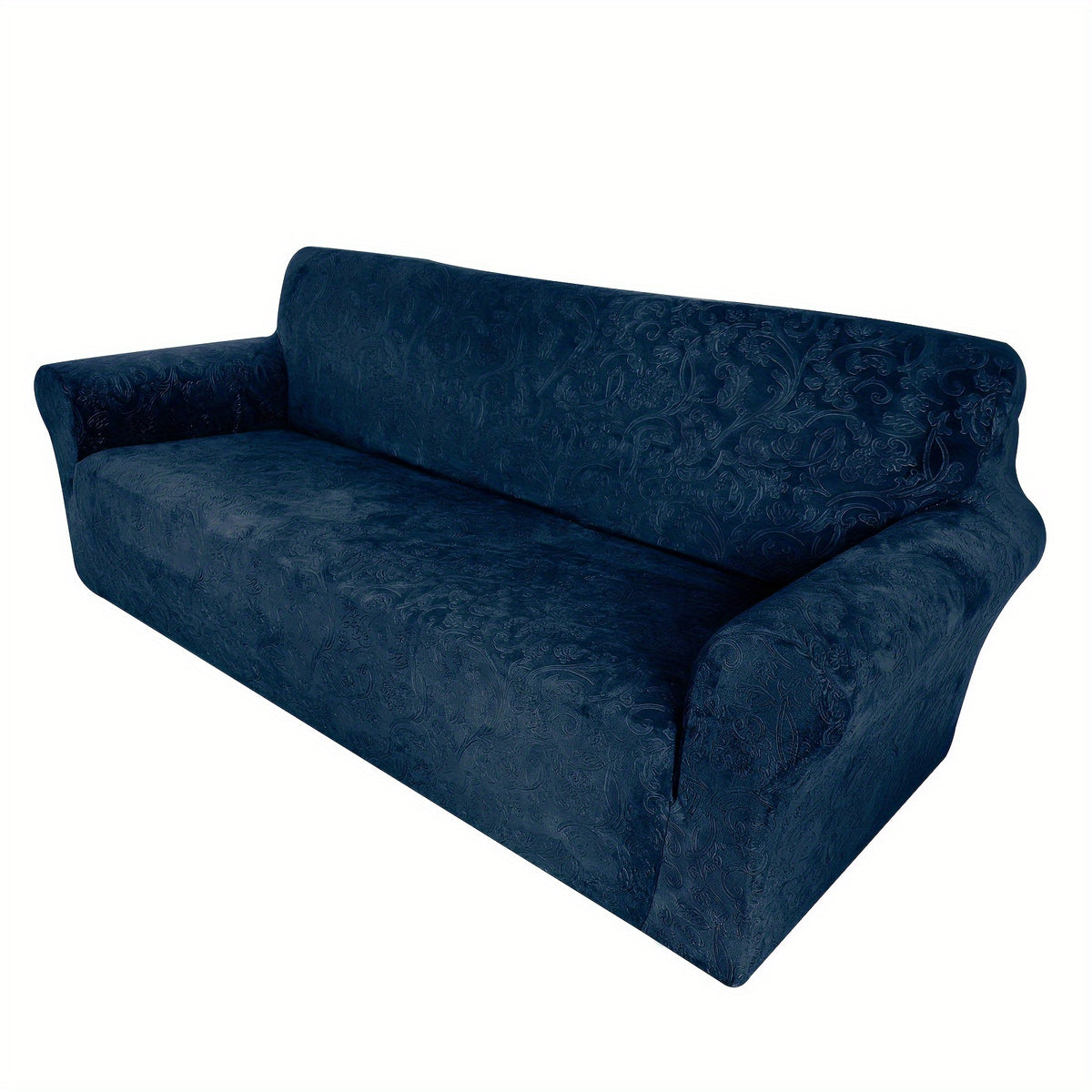Housse de canapé extensible en velours à motif fleuri anti-griffes, vue d'ensemble