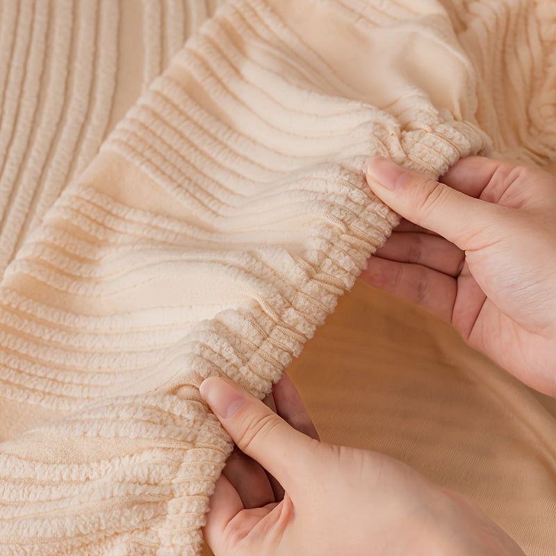 Housse de canapé en polyester à rayures à housses séparées, visuel produit