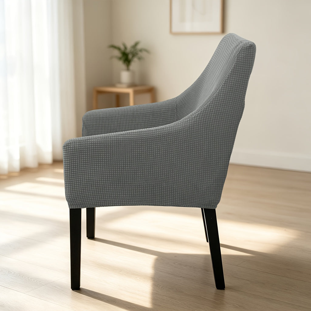 Housse de fauteuil épaisse extensible en velours côtelé jacquard, visuel produit