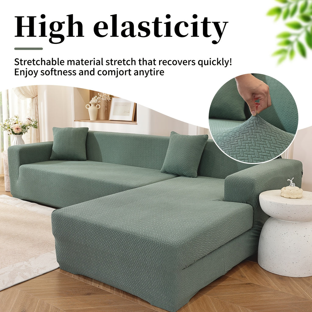 Housse de canapé épaisse extensible en polaire jacquard d'esprit vintage, autre coloris