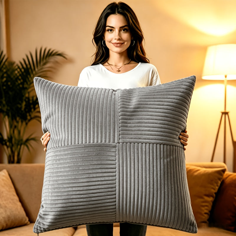 Housse de coussin en polyester à fermeture éclair, détail de l'ourlet