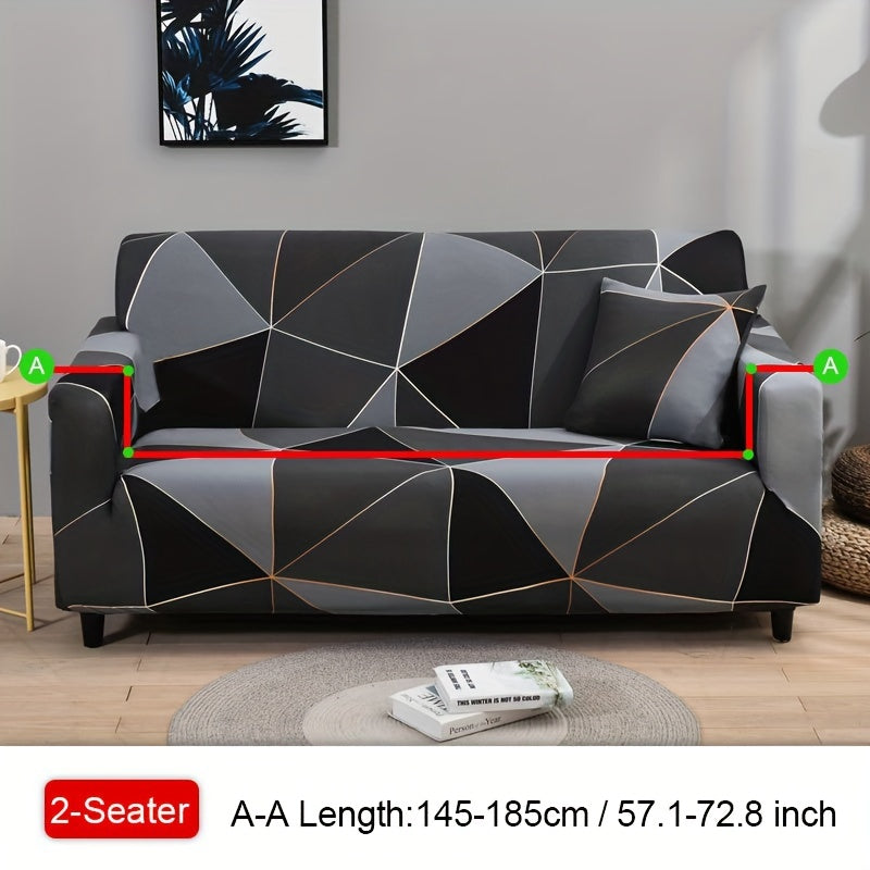 Housse de canapé légère extensible en fibre de lait à motif géométrique, compatible fauteuil, canapé deux places, canapé trois places