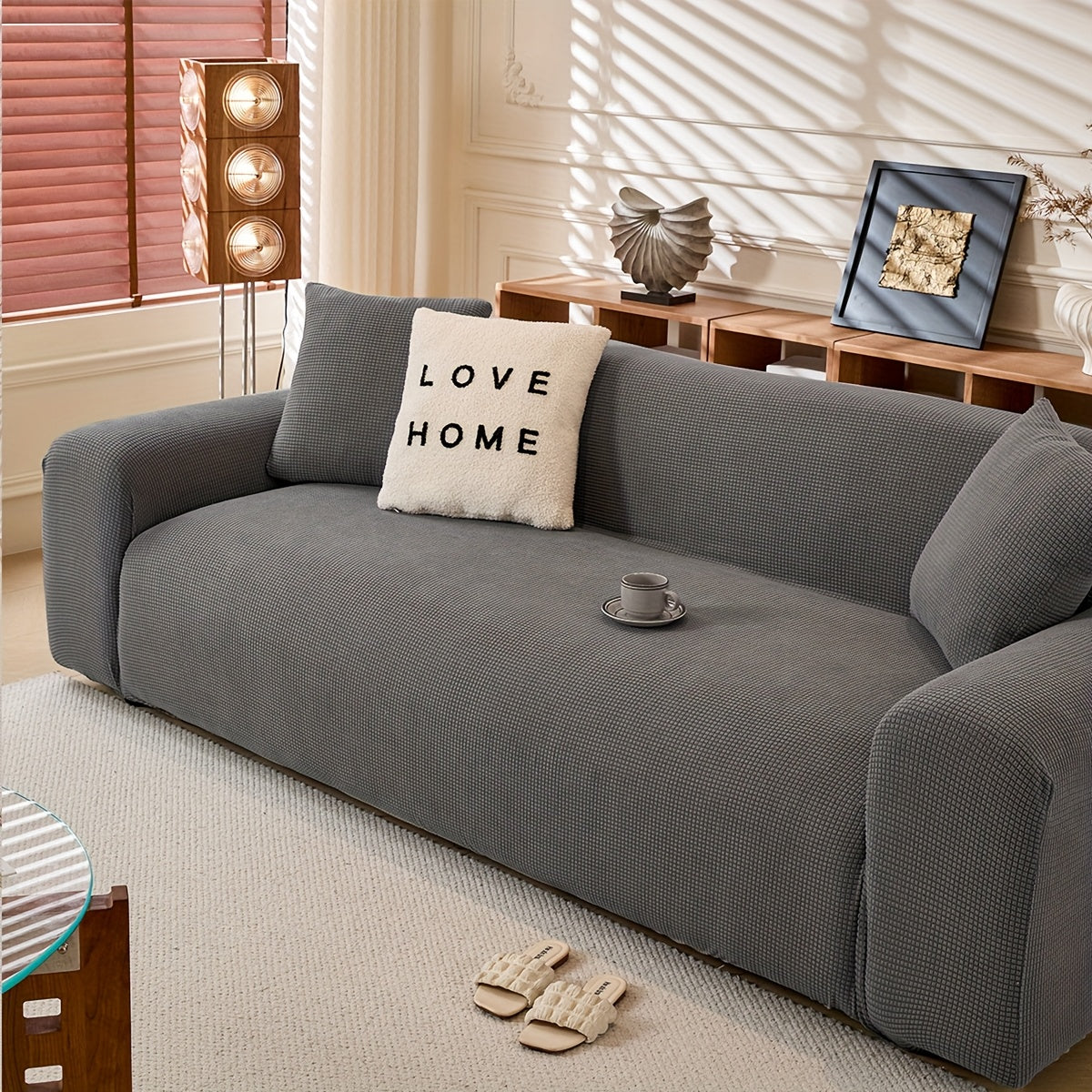 Housse de canapé épaisse extensible en polaire jacquard anti-griffes, tissu de 200 à 250 g/m²