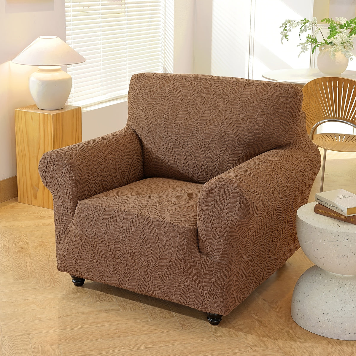 Housse de canapé extensible en polaire jacquard à rayures, autre coloris