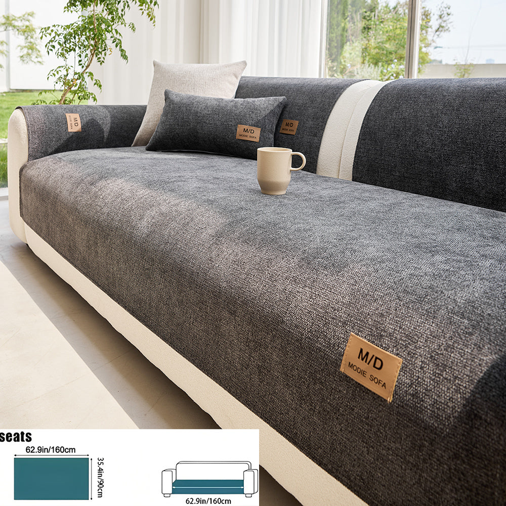 Housse de coussin épaisse en chenille en fils teints antidérapante à housses