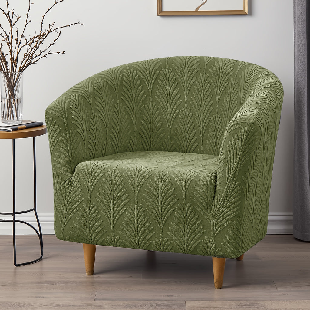 Housse de canapé extensible en polaire jacquard pour fauteuil, mise en situation