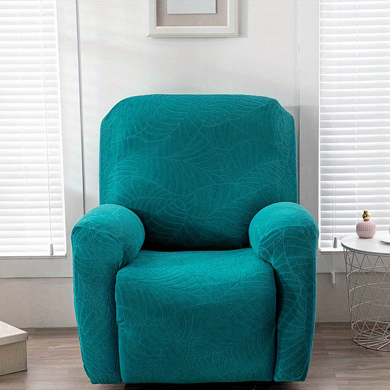 Housse de canapé épaisse extensible en polaire jacquard à motif feuillage, vue de dos