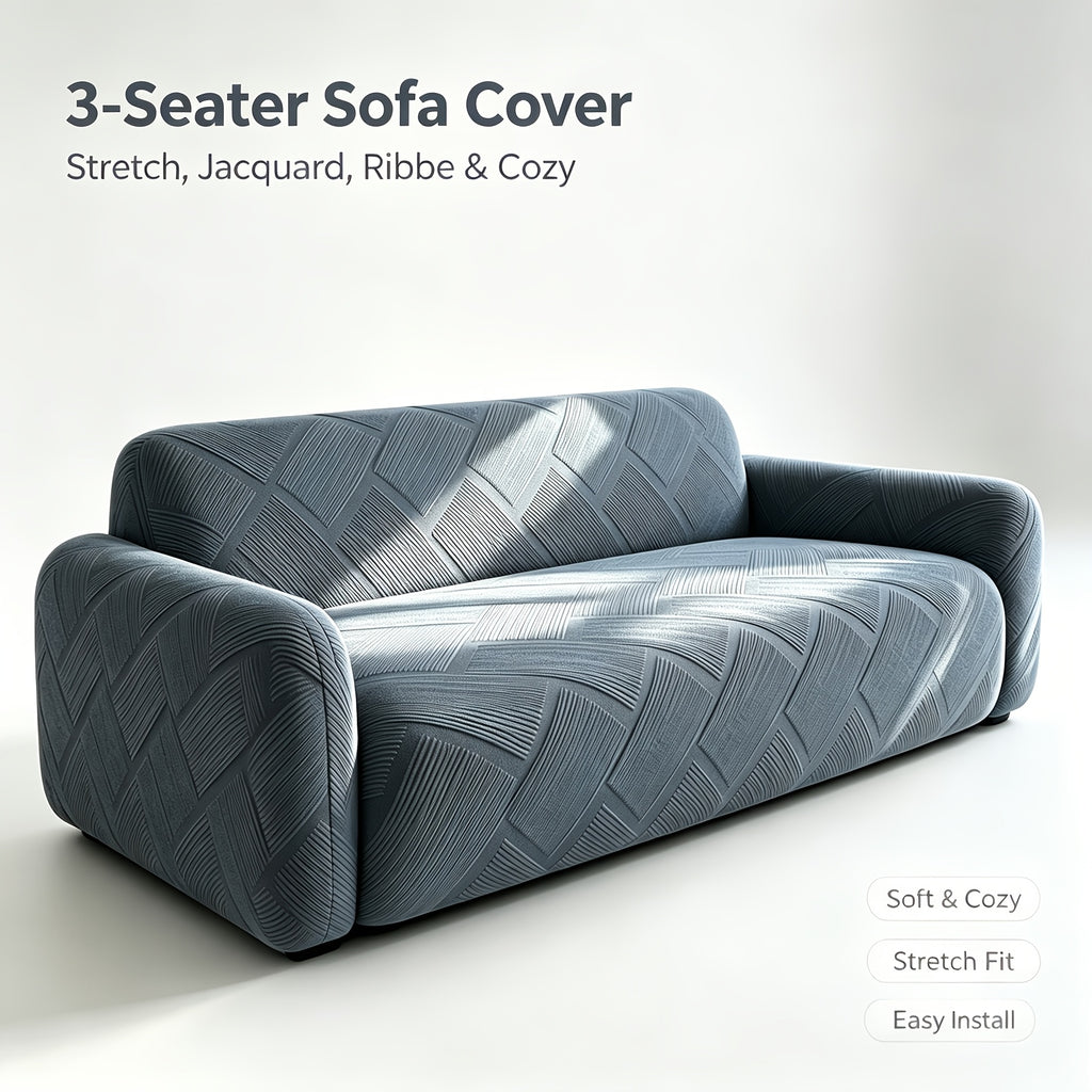 Housse de canapé extensible en polaire jacquard antidérapante, vue de dos