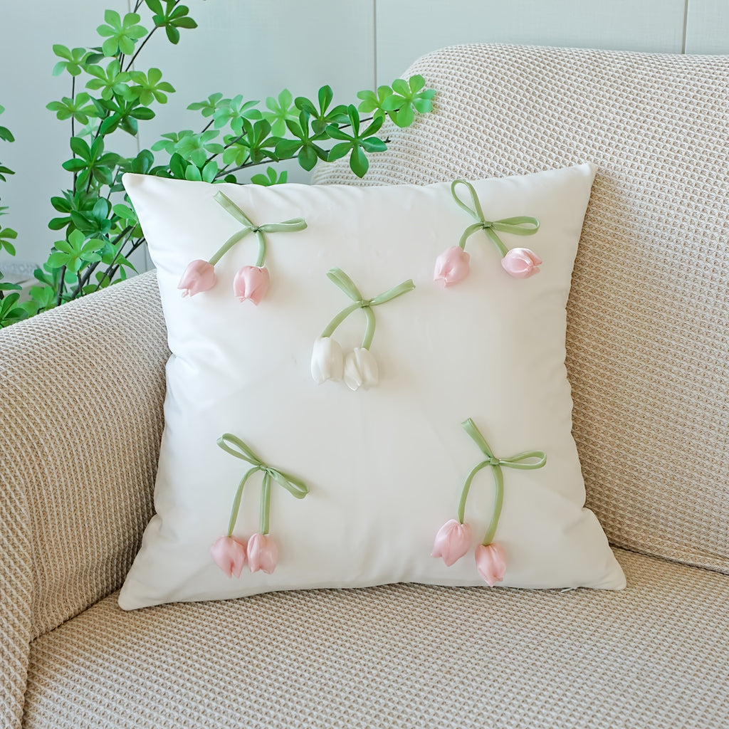 Housse de coussin en polyester à fermeture éclair — détail de la matière : polyester