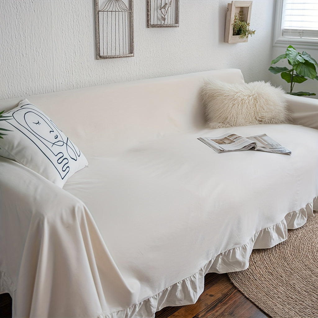 Housse de canapé en jacquard anti-griffes d'esprit vintage, mise en situation