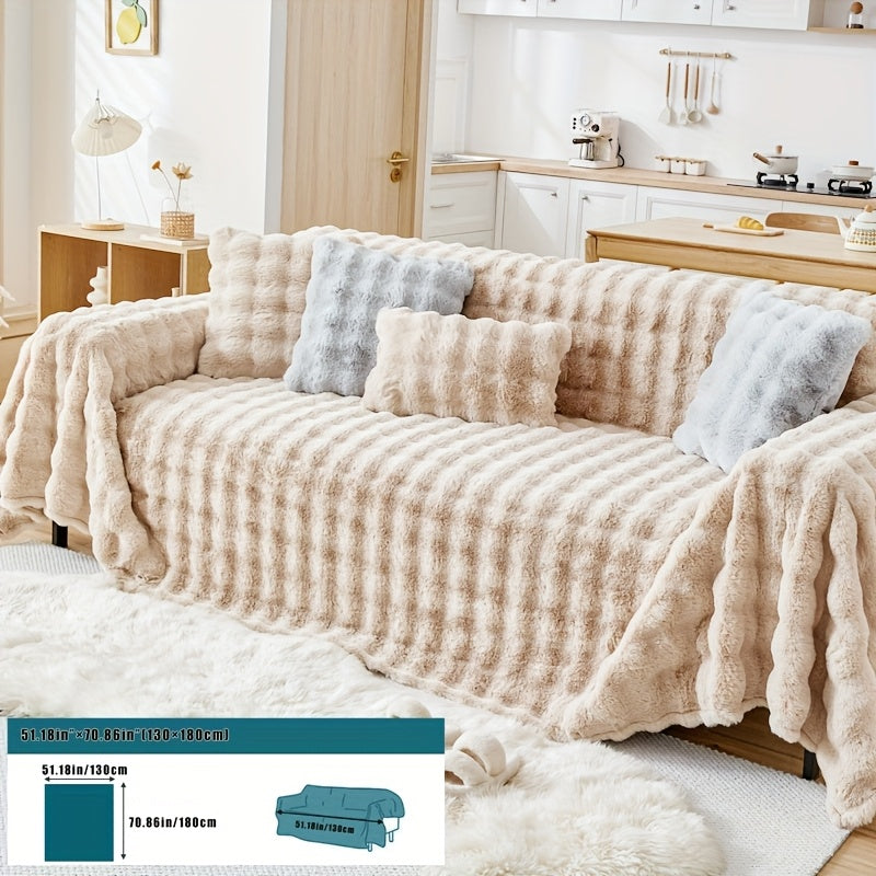 Housse de canapé en peluche, 8 coloris, vue de dos