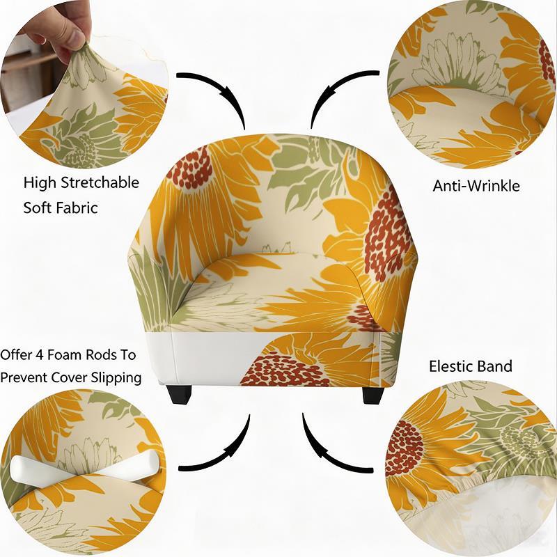Housse de canapé extensible en fibre de lait matelassée à motif tournesol, compatible fauteuil