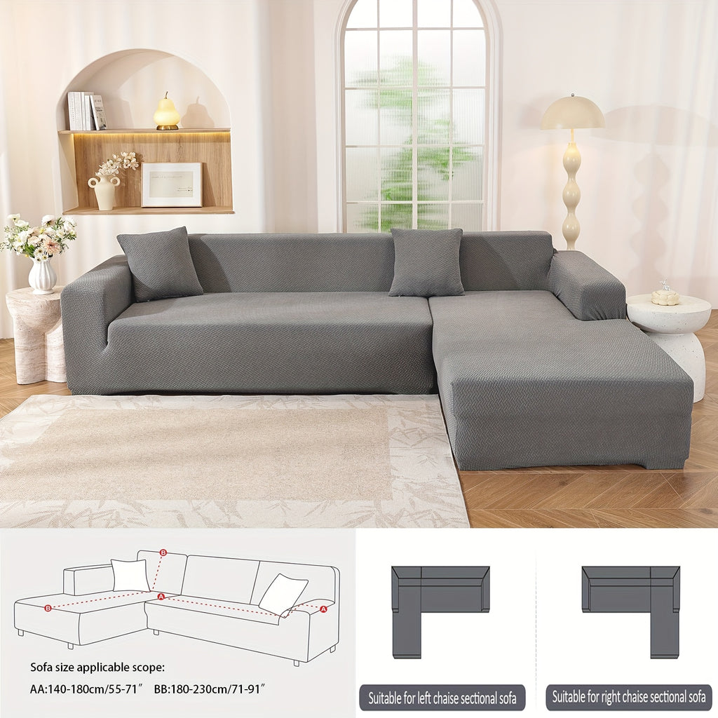 Housse de canapé extensible en polaire jacquard à housses séparées — détail de la matière : polaire