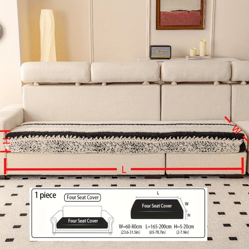 Housse de canapé extensible en velours antidérapante d'esprit vintage, détail de la finition