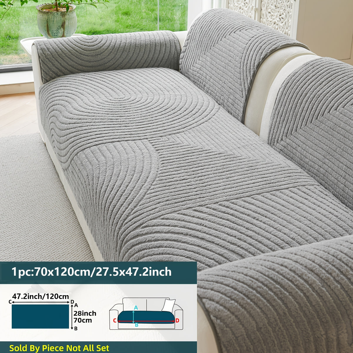 Housse de canapé en velours en fils teints à rayures antidérapante, compatible fauteuil, canapé deux places, canapé trois places