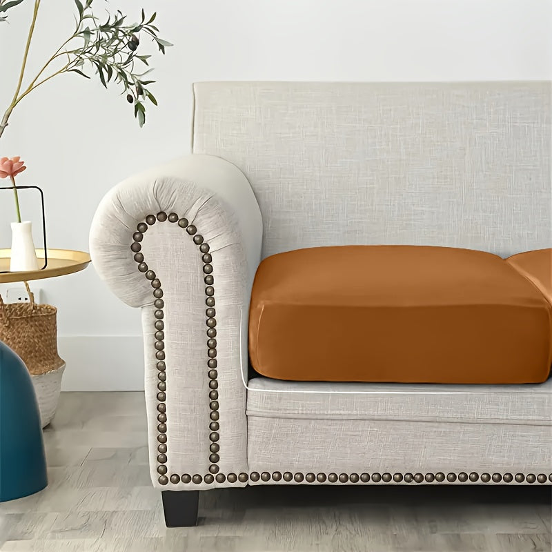 Housse de coussin extensible en velours pour fauteuil, détail de l'ourlet