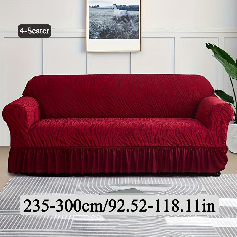 Housse de canapé extensible en jacquard, détail de la finition