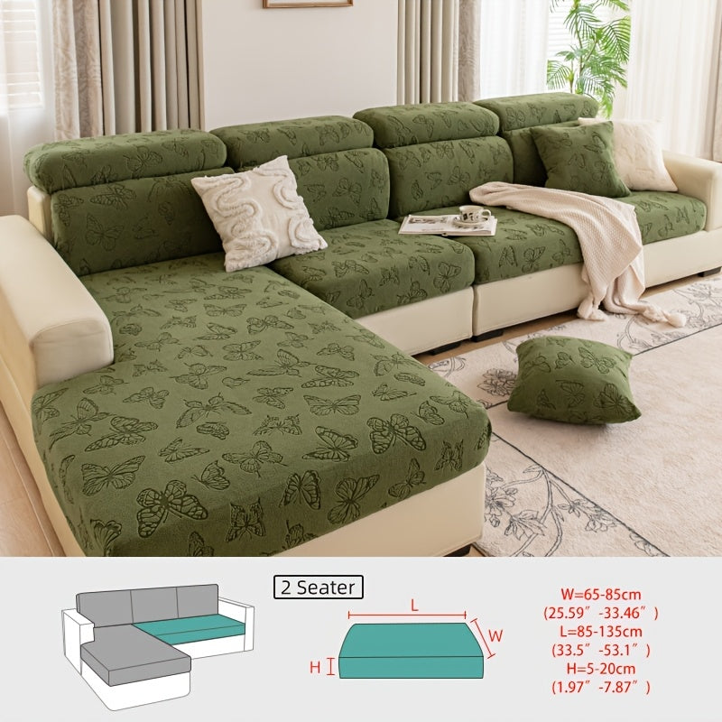 Housse de canapé extensible en polaire jacquard à rayures d'esprit bohème, visuel produit