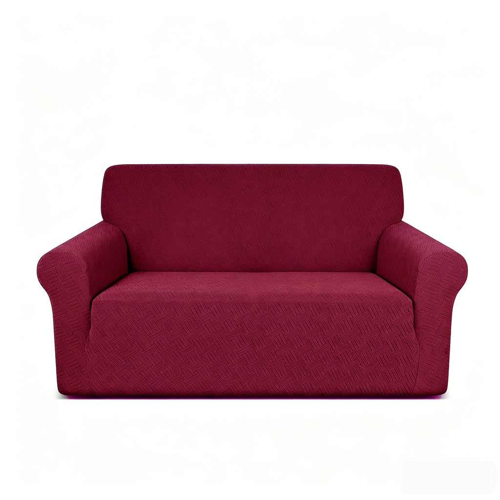 Housse de canapé extensible en polaire jacquard à rayures au rendu glamour, compatible fauteuil, canapé deux places, canapé trois places
