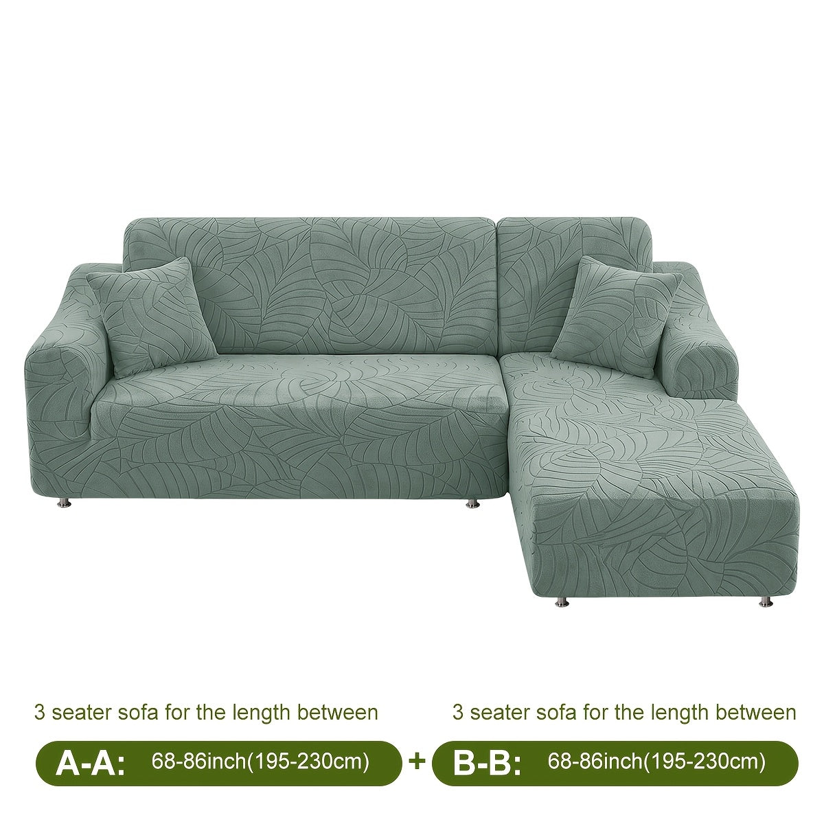Housse de canapé extensible en polaire jacquard à motif feuillage, vue de dos