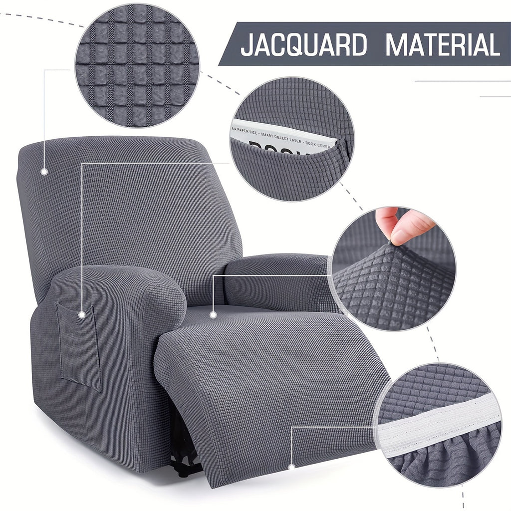 Housse de fauteuil épaisse extensible en polaire jacquard, vue d'ensemble