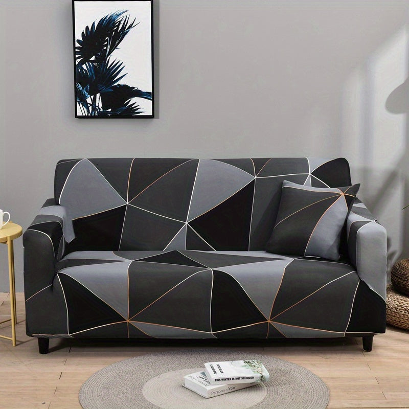 Housse de canapé légère extensible en fibre de lait à motif géométrique, compatible fauteuil, canapé deux places, canapé trois places