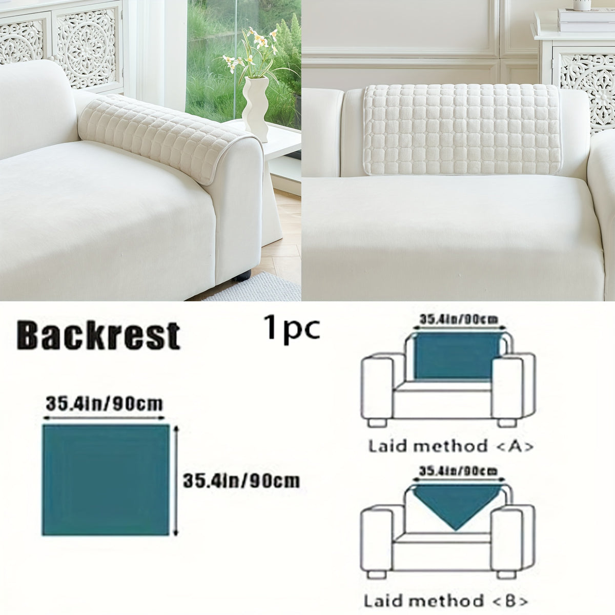 Housse de coussin matelassée, vue de dos
