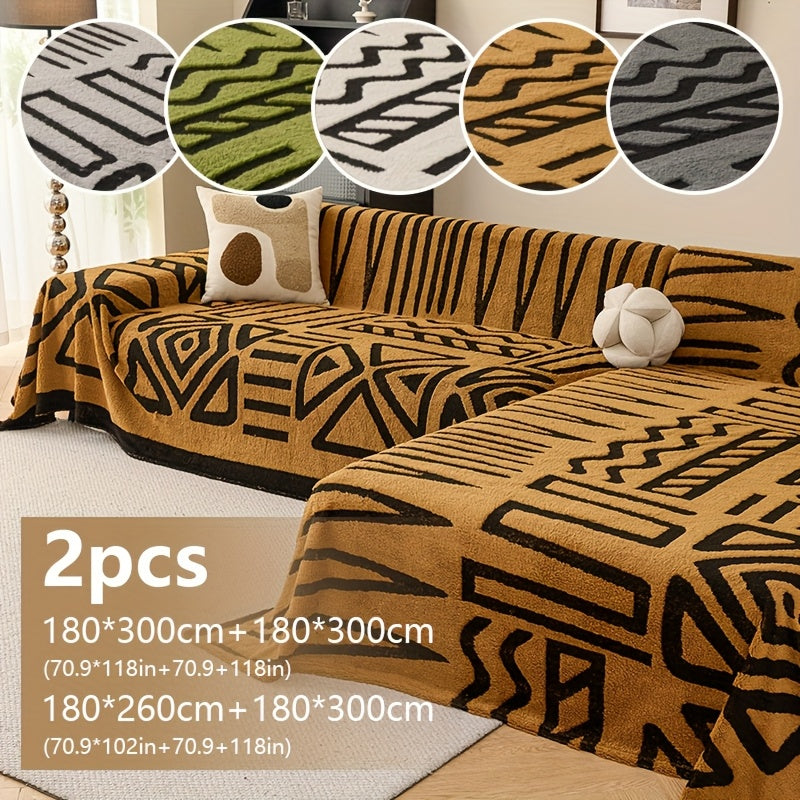 Housse de canapé en peluche antidérapante pour canapé d'angle, housse posée