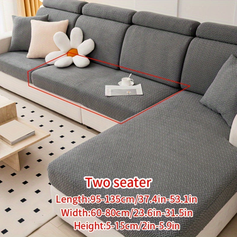 Housse de canapé en polaire jacquard antidérapante, housse posée
