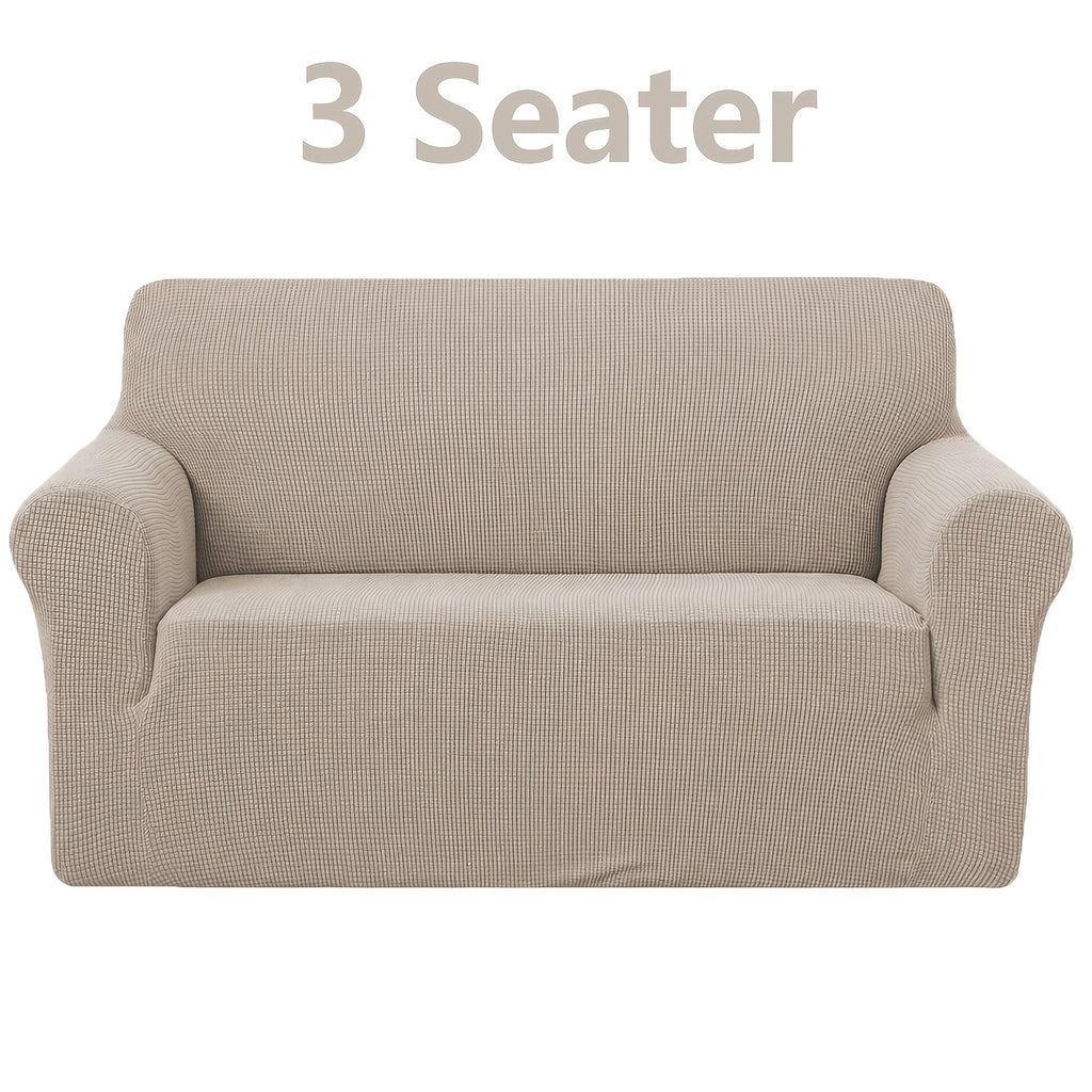 Housse de canapé extensible en polyester à carreaux, gros plan sur le tissu
