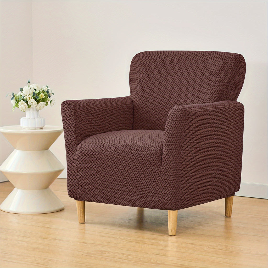 Housse de fauteuil extensible en polaire jacquard pour fauteuil, mise en situation