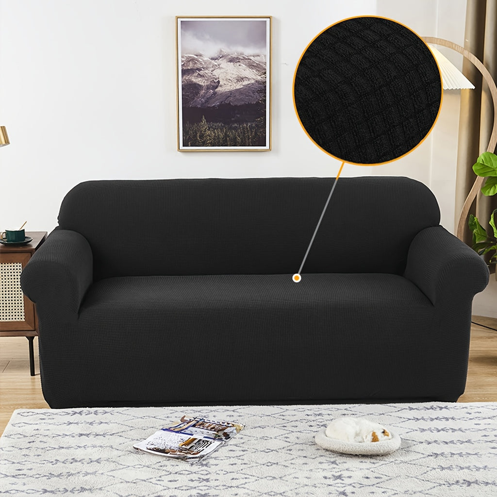 Housse de canapé épaisse extensible en polaire jacquard, détail de la finition