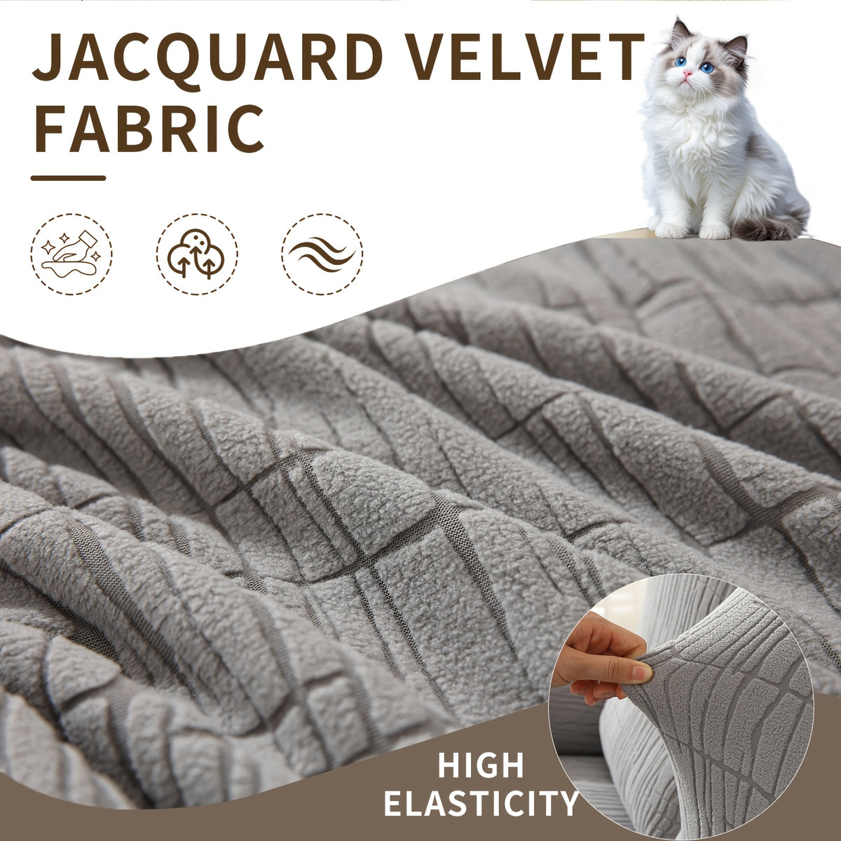 Housse de canapé extensible en polaire jacquard antidérapante à housses, visuel produit