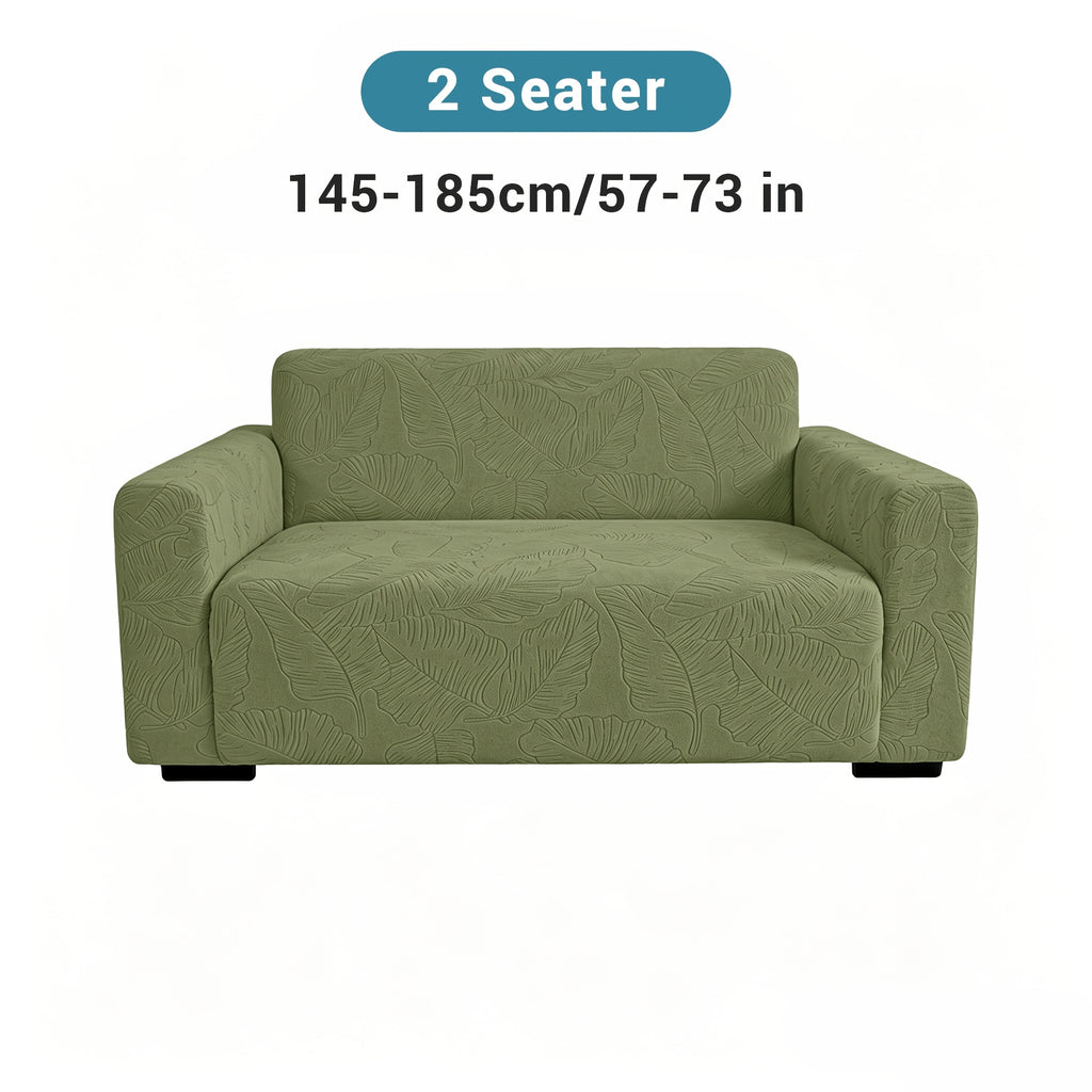 Housse de canapé extensible en polaire jacquard à motif feuillage, visuel produit