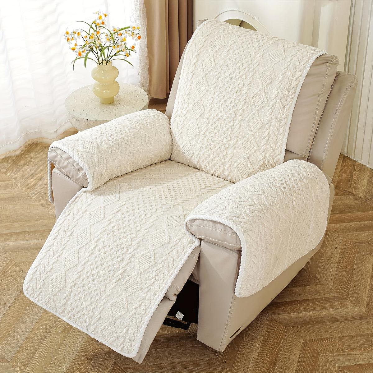 Housse de canapé en velours jacquard pour fauteuil, vue de dos