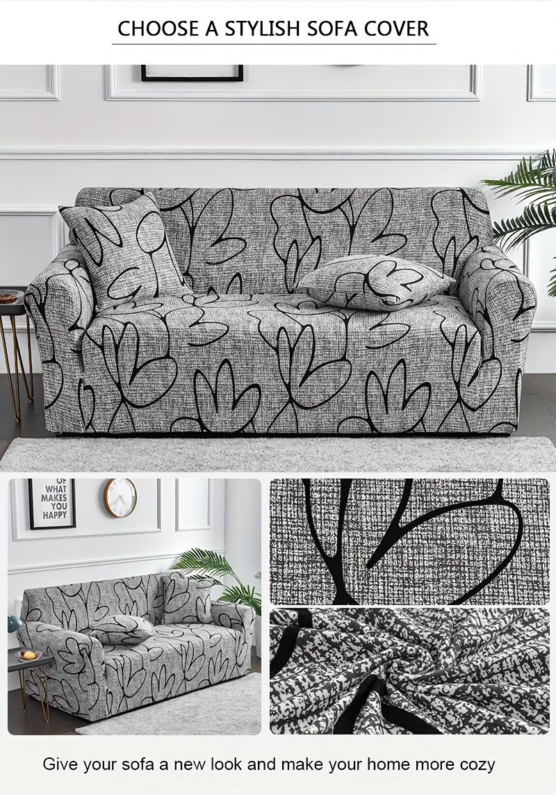 Housse de canapé en fibre de lait à motif feuillage antidérapante, autre coloris