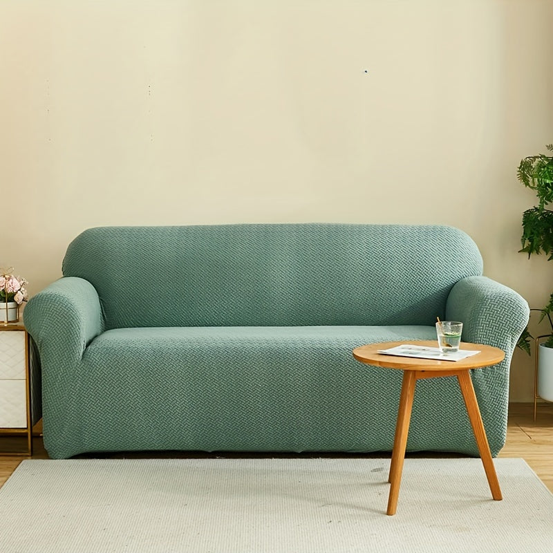 Housse de canapé extensible en polaire matelassée antidérapante, mise en situation