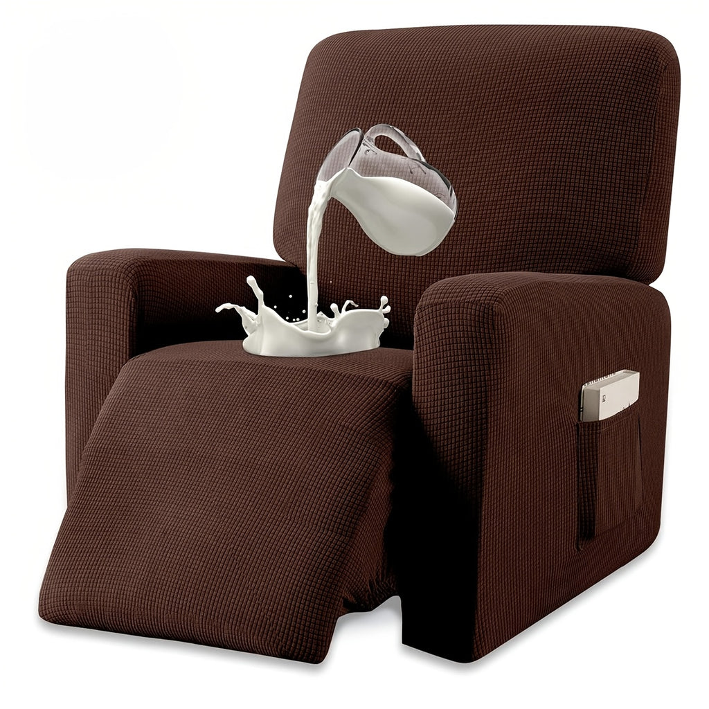 Housse de fauteuil épaisse extensible en polaire jacquard, mise en situation