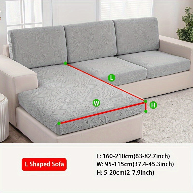 Housse de canapé épaisse extensible en polaire jacquard à motif feuillage, détail de la finition