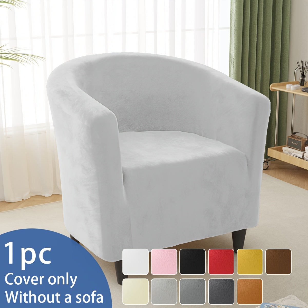 Housse de canapé épaisse extensible en velours pour fauteuil, vue de dos