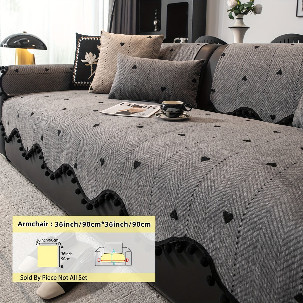 Housse de coussin en chenille jacquard antidérapante