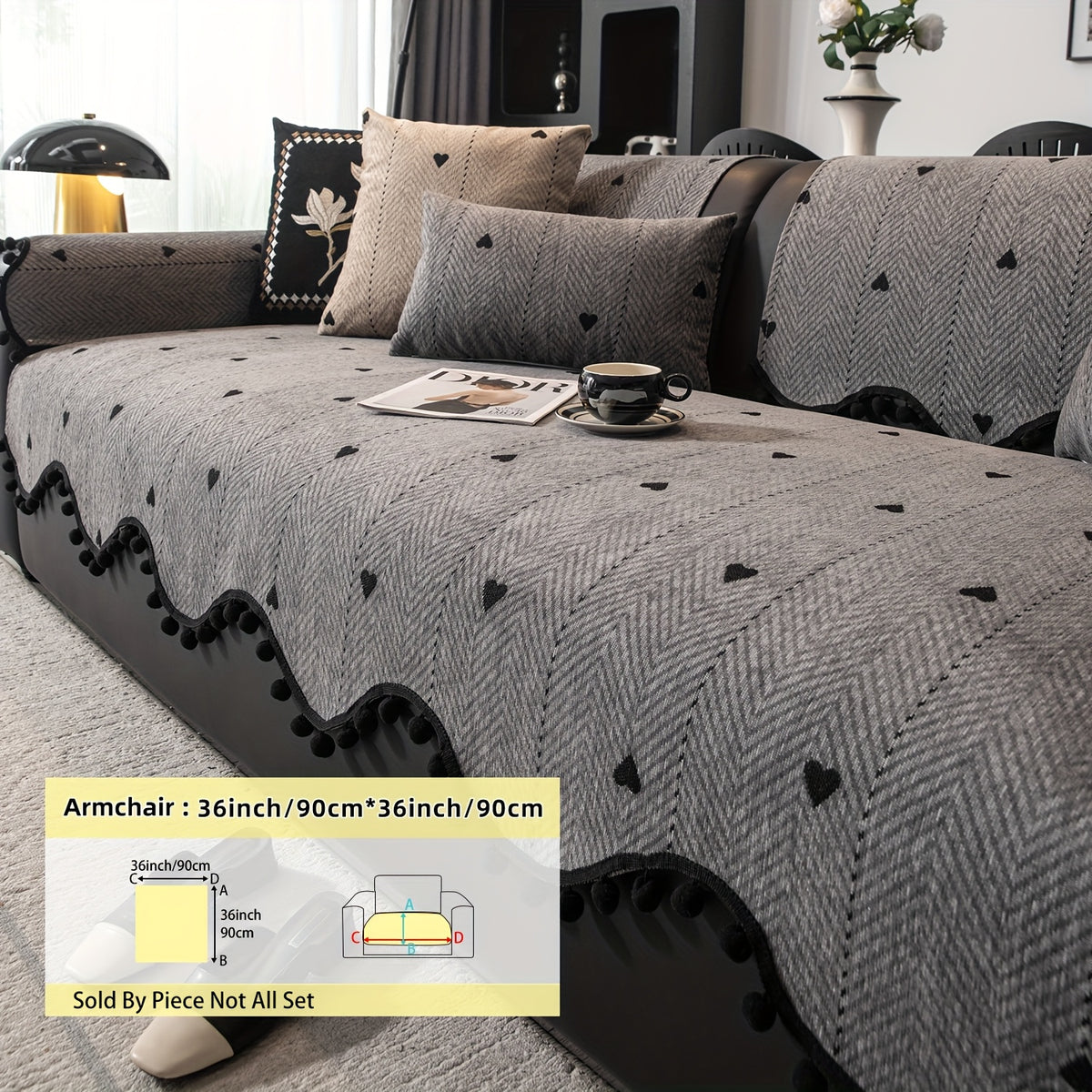 Housse de coussin en chenille jacquard antidérapante