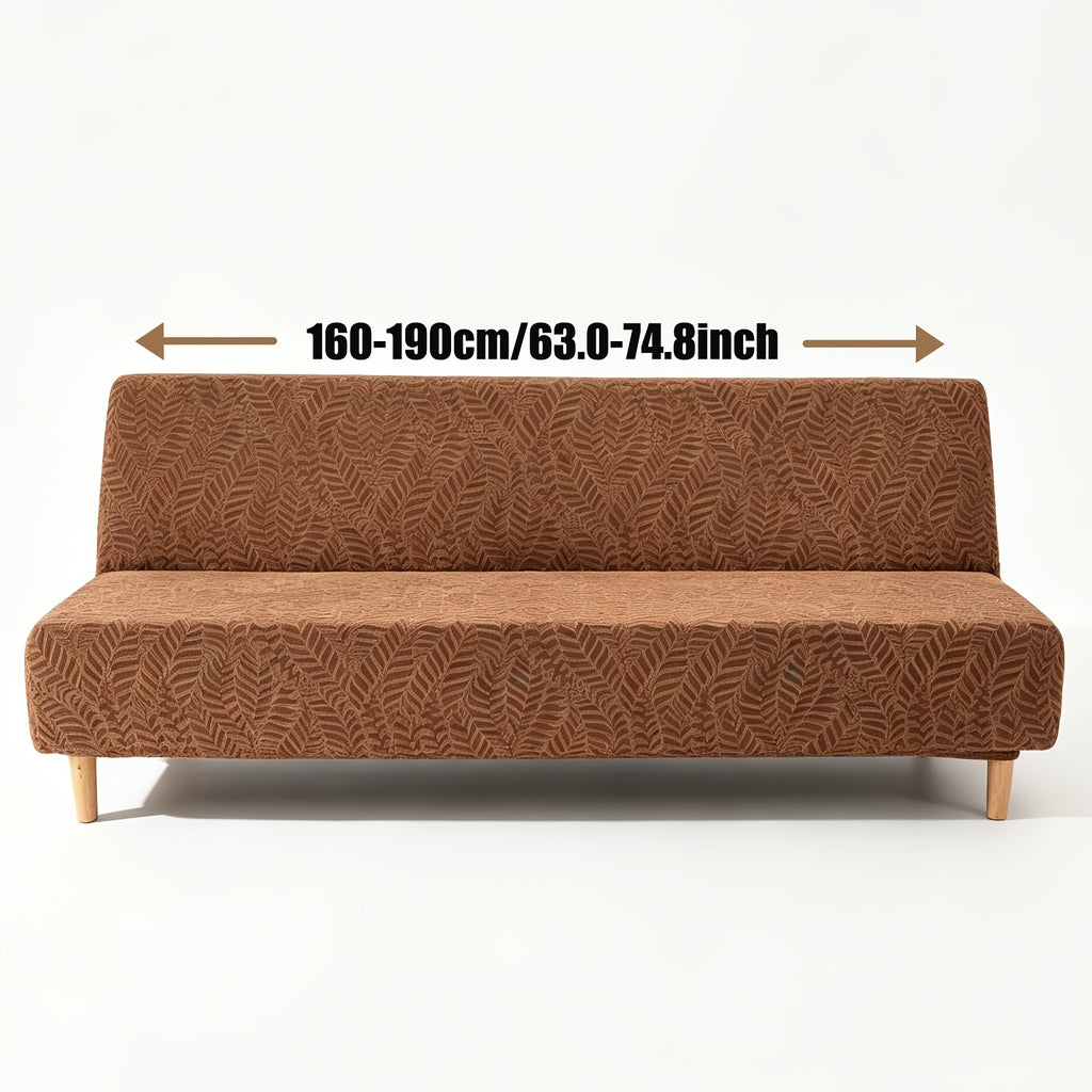 Housse de canapé extensible en polaire jacquard à rayures sans accoudoirs, housse posée