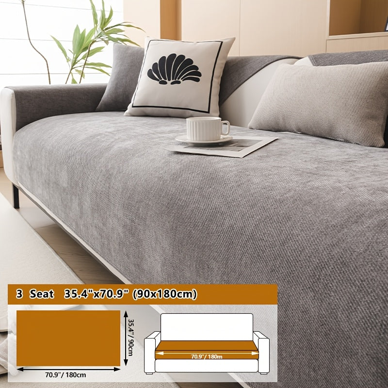 Housse de coussin épaisse en chenille antidérapante, détail de la finition